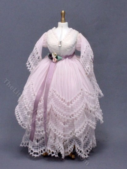 (image for) Vintage Miniature Pink Ballgown for Dollhouses