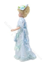 (image for) Miniature Porcelain Victorian Lady Doll in Blue