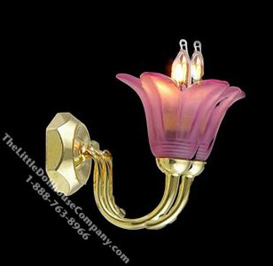 (image for) Miniature 12v Two Arm Cranberry Shade Wall Lamp