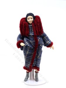 (image for) Miniature Handcrafted Vintage 1920s Woman in Blue Coat