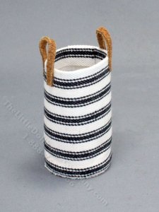 (image for) Miniature Black and White Hamper for Dollhouses