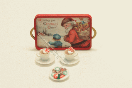 (image for) Dollhouse Miniature Christmas Cocoa Tray Set