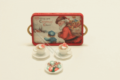 (image for) Dollhouse Miniature Christmas Cocoa Tray Set