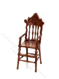 (image for) Half Scale Walnut Spool Chair for Dollhouses