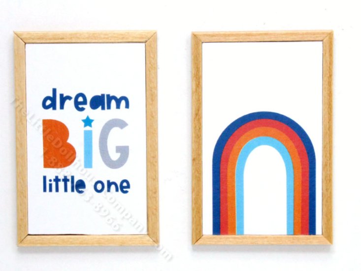 (image for) Miniature Pair Framed Dream Big and Rainbow Prints