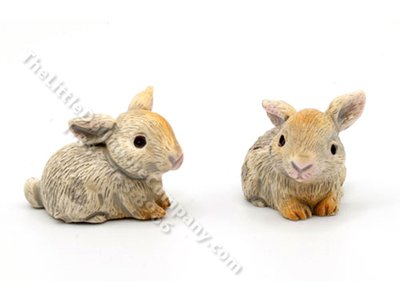 (image for) Miniature Bunny Rabbits for your Dollhouse, 2 Pc