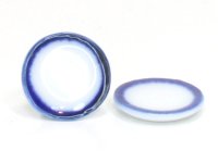 (image for) Miniature White Ceramic Plate with Blue Edge