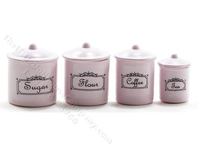 (image for) Miniature Pink Set/4 Canisters For Dollhouses
