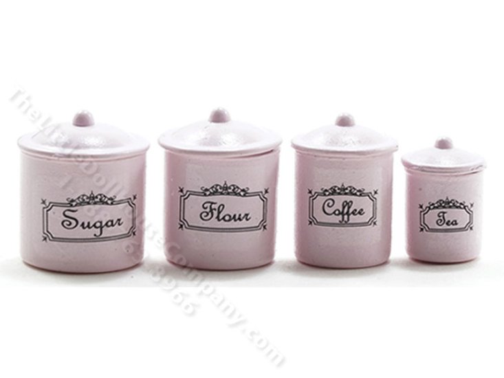 (image for) Miniature Pink Set/4 Canisters For Dollhouses