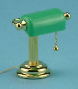 (image for) Dollhouse Scale Model 12V Reading Lamp with Green Shade