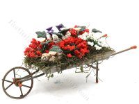 (image for) Miniature Red Flower filled Wheelbarrow