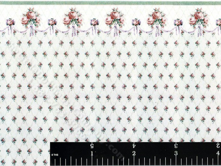 (image for) Floral Lattice Pattern Miniature Wallpaper for Dollhouses