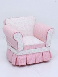 (image for) Miniature Pink Floral Chair with Pillow