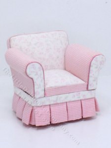 (image for) Miniature Pink Floral Chair with Pillow