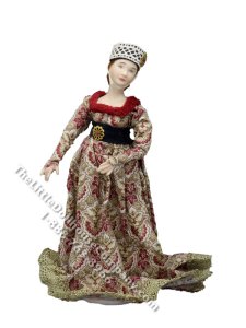 (image for) Miniature Handcrafted Vintage Medieval Woman in Red and Gold