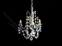 (image for) Miniature Battery Operated 3-Arm Crystal Chandelier with Wand - Silver