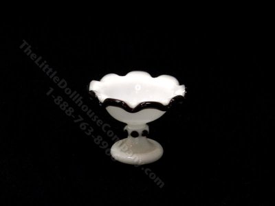 (image for) Dollhouse Scale Model White Black Glass Compote