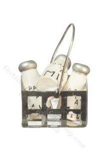 (image for) Miniature Milk Bottles in a Basket For Dolhouses