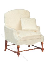 Miniature White Jacobean Armchair for Dollhouses (image for) Miniature White Jacobean Armchair for Dollhouses