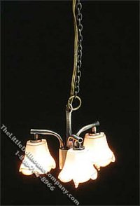 (image for) Miniature 12v Pewter Tulip 3 Shade Ceiling Lamp for Dollhouses