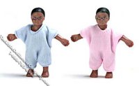(image for) Miniature African American Baby Twins for Dollhouses