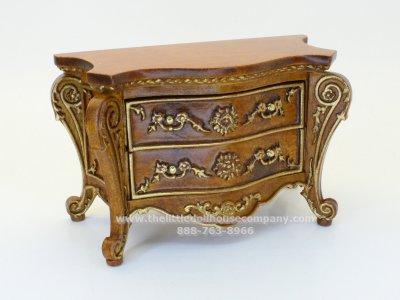 (image for) Miniature Bombe Buffet Chest of Drawers w/Gold Accent Engravings