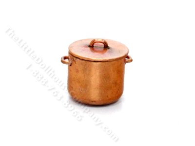 (image for) 1/2 Scale Miniature Copper Stock Pot For Dollhouses