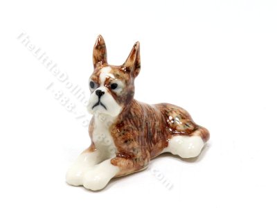 (image for) Miniature Porcelain Boxer Dog for Dollhouses