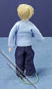 (image for) Miniature Blonde Child in Blue Sweater by Cindy's Dolls