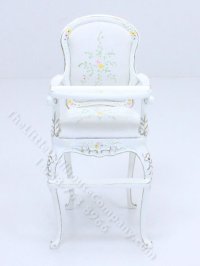 (image for) Miniature White and Floral High Chair for Dollhouses