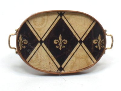 (image for) Miniature Oval Cherry Wood Fleur-de-Lis Tray