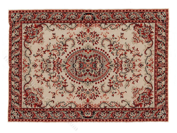 Miniature Large Traditional Rug for Dollhouses - Tan and Rust [MJD 2988 ...