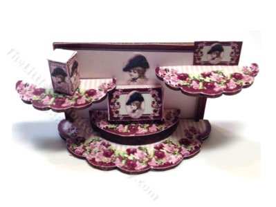 (image for) Miniature Pink Perfume Shelf Decorator Sheet for Dollhouses
