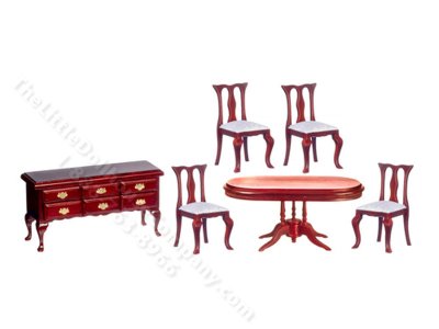 (image for) Miniature Mahogany Dining Room Set for Dollhouses