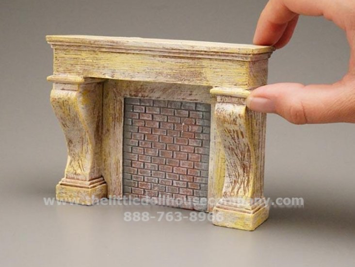 (image for) Miniature Antique Look Stone Fireplace for Dollhouses
