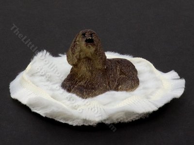 (image for) Dollhouse Scale Model Brown Cocker Spaniel Dog Playing w/Scrunched Carpet