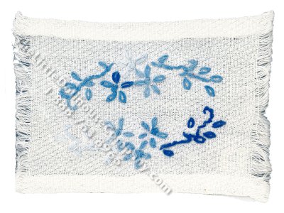(image for) Miniature Embroidered Rug for Dollhouses - White and Blue