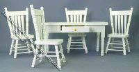(image for) Miniature 5 Piece White Table/Chair Set for Dollhouses
