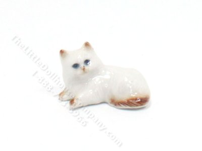 (image for) Miniature Laying Down Siamese Cat Statuette for Dollhouses