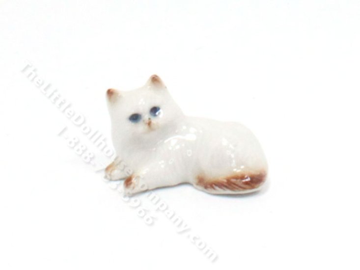 (image for) Miniature Laying Down Siamese Cat Statuette for Dollhouses