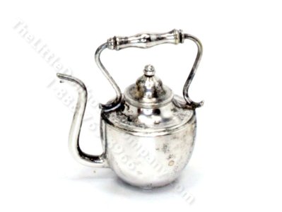 (image for) Miniature Vintage Sterling Silver Tea Kettle for Dollhouses