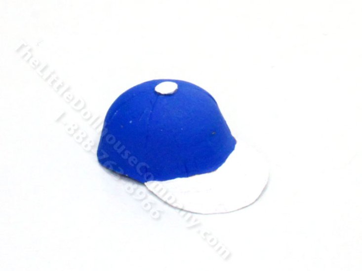 (image for) Miniature Blue and White Baseball Hat for Dollhouses