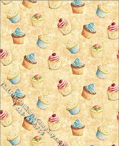 (image for) Cupcake Toss Pattern Miniature Wallpaper for Dollhouses