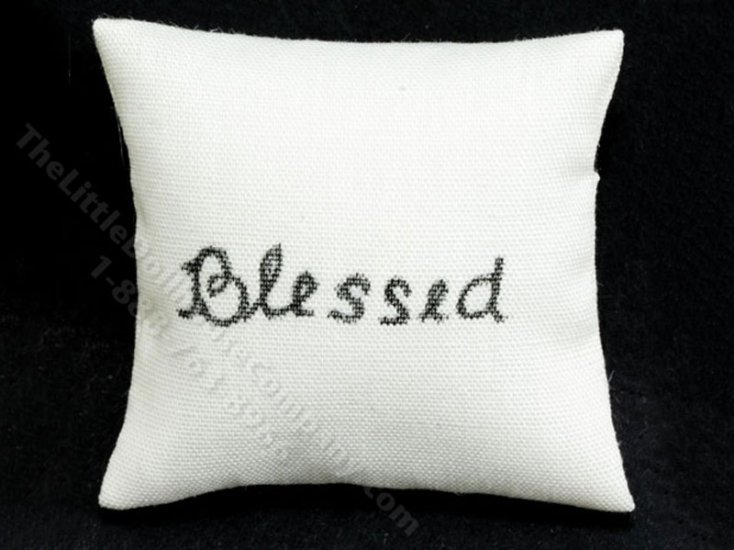 (image for) Miniature "Blessed" Pillow for Dollhouses