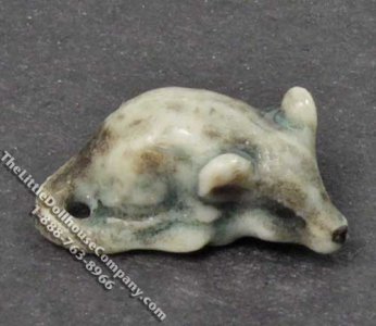 (image for) Miniature Porcelain Gray Mouse for Dollhouses