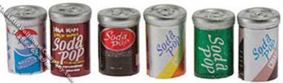 (image for) Dollhouse Scale Model Six Cans of Assorted Soda Pop