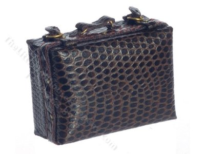 (image for) Miniature Snake Skin Suitcase for Dollhouses - Small
