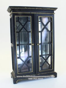 (image for) Miniature Black Breakfront Cabinet with Gold Accents