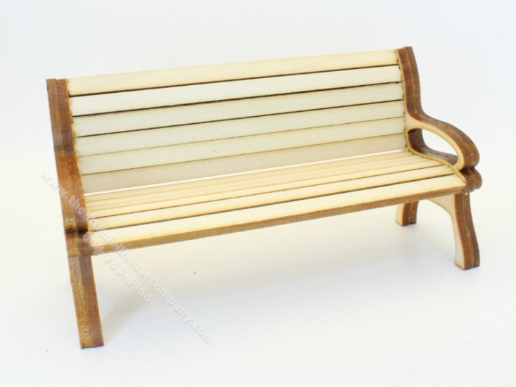 (image for) Miniature Unfinished Slat Bench for Dollhouses