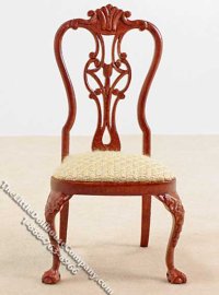 (image for) Miniature New Walnut Sidechair for Dollhouses